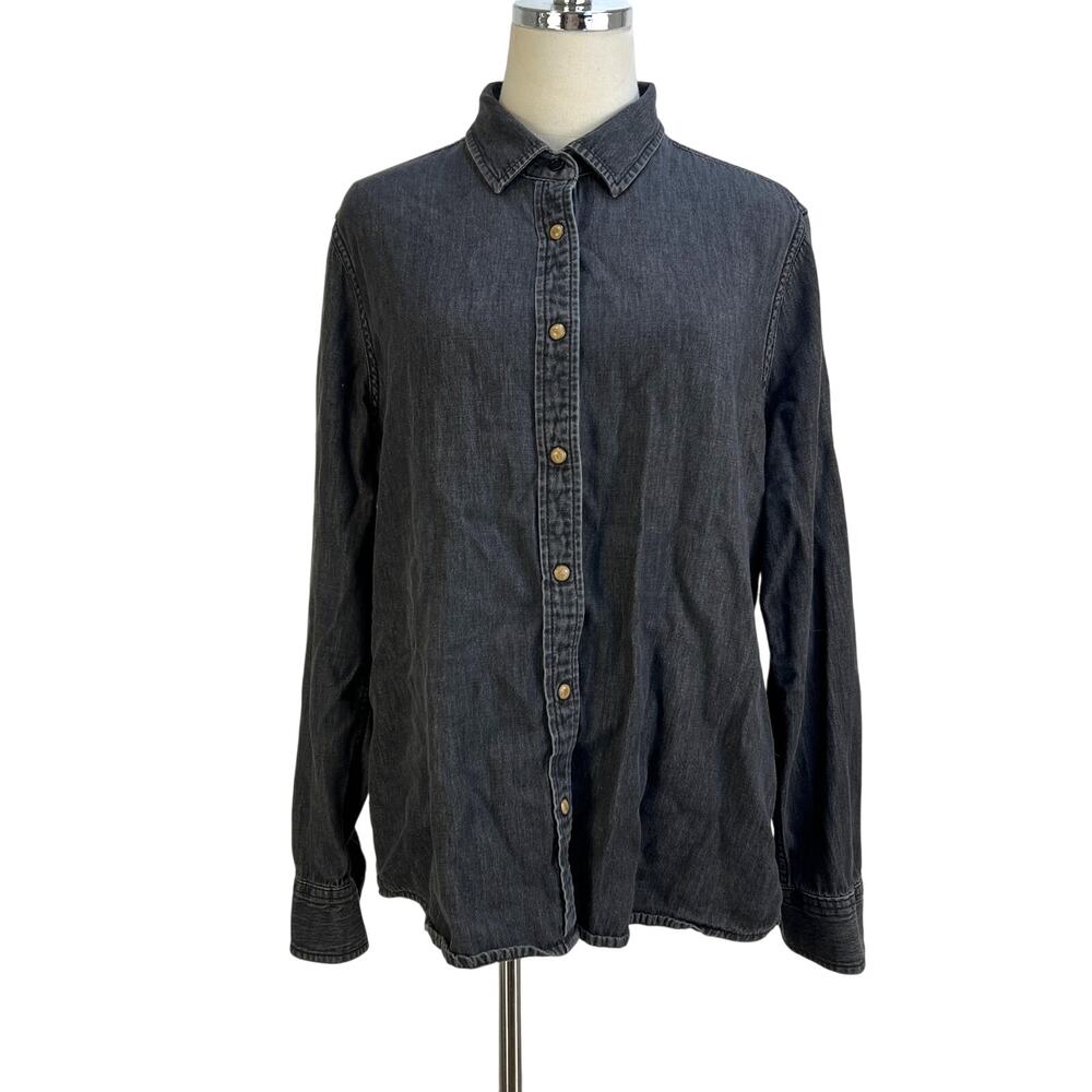 Pact Denim Chambray Ranch Shirt Black Organic Cotton